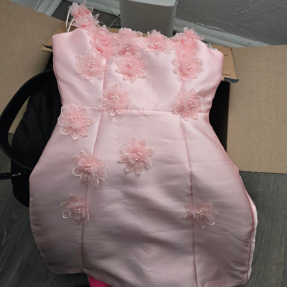 Elliatt x Revolve Elder Dress Blush Pink Satin 3D Floral Mini Dress Womens S - Picture 7 of 7